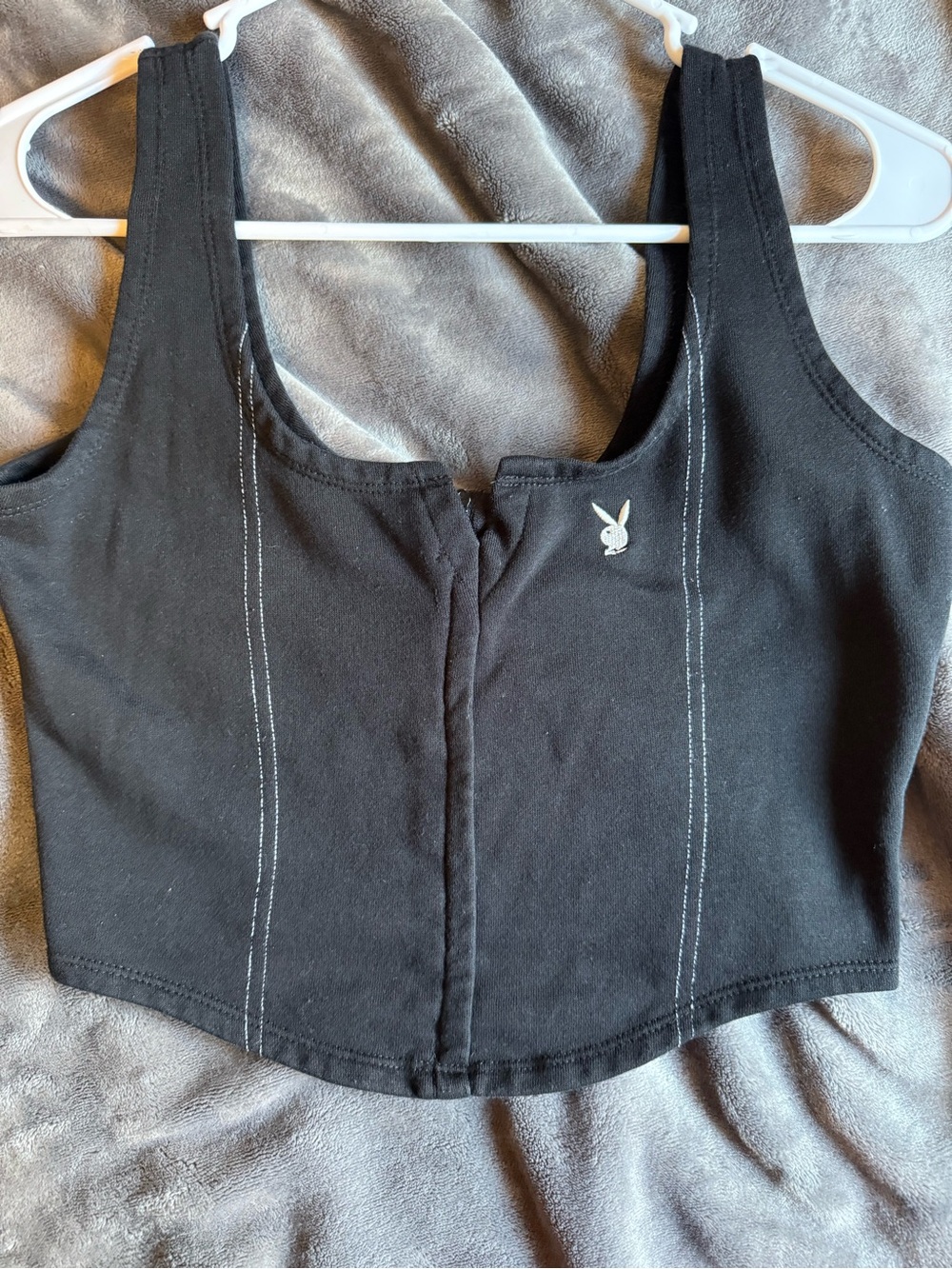 PLAYBOY Black Fitted Tank with White Bunny Emblem
